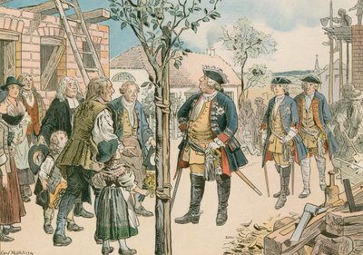 Friedrich Wilhelm I. (1688-1740) mit vertriebenen Salzburgern in Ostpreußen 1739 von Carl Rohling