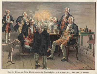 Kronprinz Friedrich und Prinz Heinrich von Preußen wünschen ihrem Vater, dem König, gute Nacht von Carl Röchling