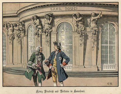 Friedrich der Große und Voltaire in Sanssouci von Carl Röchling