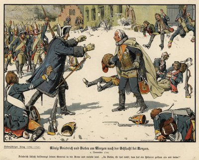 Friedrich der Große von Preußen und General Zieten am Morgen nach der Schlacht von Torgau von Carl Röchling