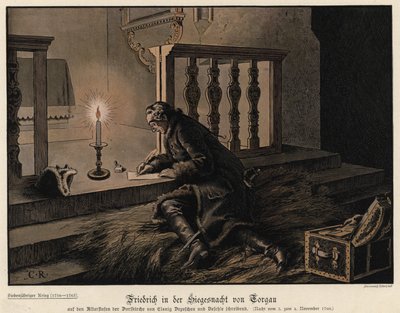Friedrich der Große von Preußen in der Nacht des Sieges in der Schlacht bei Torgau von Carl Röchling