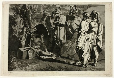 Diogenes in seiner Tonne mit Alexander und seinen Generälen von Carl Russ