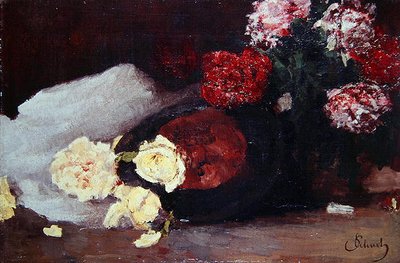 Stillleben mit Teerosen, ca. 1885 von Carl Schuch