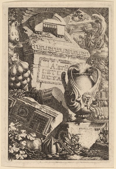 Fantasie eines antiken Grabes mit Fragmenten von Architektur und Skulptur von Carl Schütz