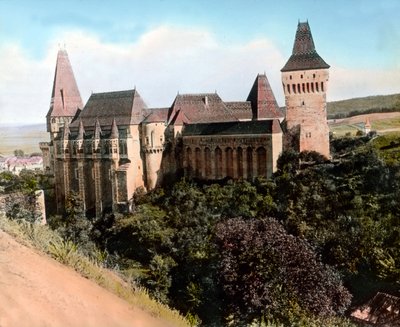 Rumänien, Transsilvanien, das Hunyad-Schloss (auch bekannt als Hunyadi-Schloss, Corvin-Schloss oder Hunedoara-Schloss), Bilddatum: ca. 1920 von Carl Simon