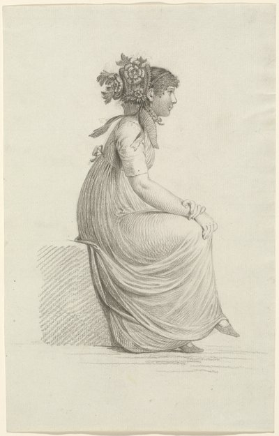 Sitzende junge Frau mit modischem Hut von Carl Wilhelm Kolbe