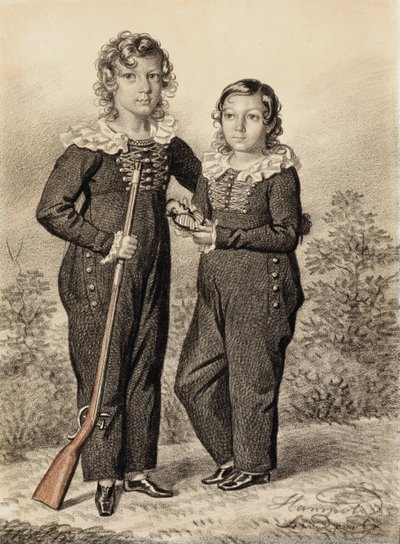 Porträt von Alexander und Alexei Dondukov-Korsakov von Carl von Hampeln