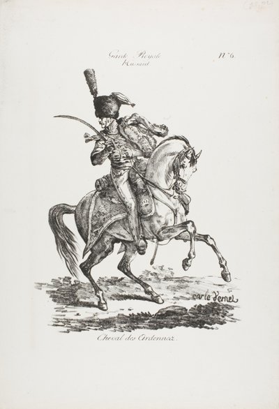Königliche Garde, berittener Husar und Pferd Nr. 6 von Carle Vernet