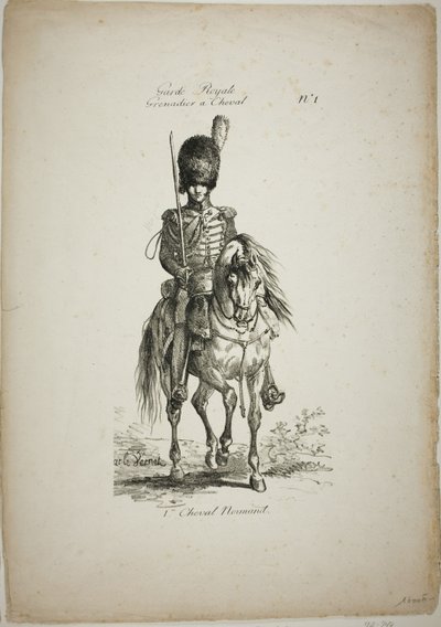 Königliche Garde, normannischer berittener Grenadier und Pferd, Nr. 1 von Carle Vernet
