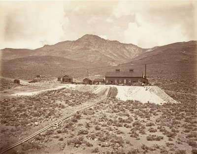 Gebäude des Sutro-Tunnels, 1875, gedruckt ca. 1876 von Carleton Emmons Watkins