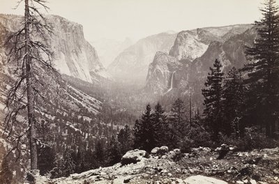 Das Yosemite-Tal, vom Inspiration Point, Mariposa Trail, um 1861 von Carleton Emmons Watkins