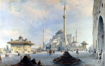Die Moschee von Konstantinopel: Hagia Sophia. Gemälde von Carlo Bossoli von Carlo Bossoli