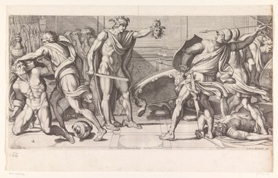 Phineus und seine Anhänger in Stein verwandelt von Carlo Cesio