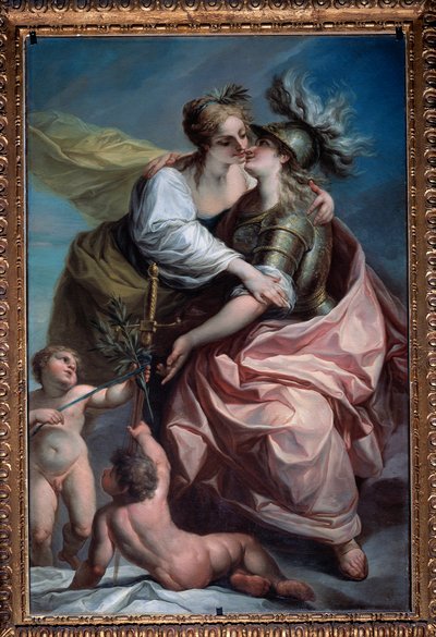 Allegorie der dreizehn Werte der Republik: der Frieden umarmt die Gerechtigkeit von Carlo Giuseppe Ratti