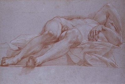 Studie für die Figur von Sisera, Kreide auf Papier, ca. 1680: Vorzeichnung für das Mosaik von Jael und Sisera für die Kapelle der Präsentation in St. Peter, Rom von Carlo Maratta or Maratti