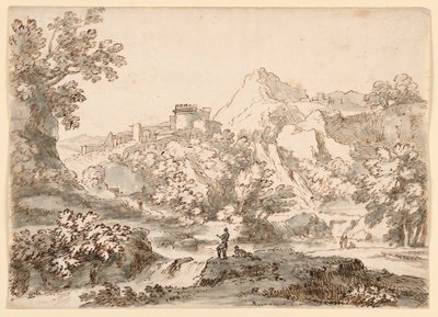 Zeichnung, Eine Landschaft mit Stadt, 1750–1770 von Carlo Marchionni