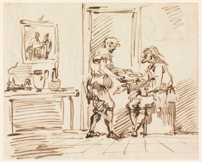 Zeichnung, Eine Genreszene, 1725–50 von Carlo Marchionni