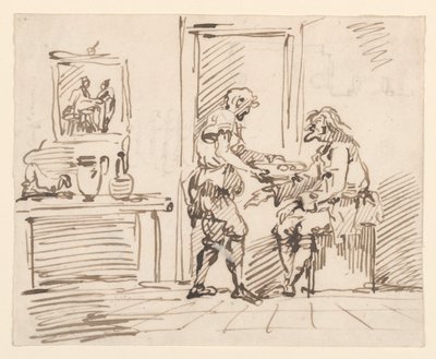 Zeichnung, Eine Genreszene, 1725–50 von Carlo Marchionni