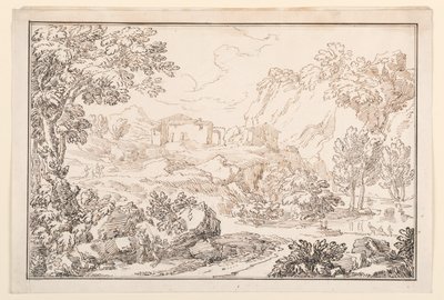 Zeichnung, Eine Landschaft, 1770–86 von Carlo Marchionni