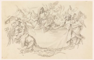 Entwurf für ein Tuch als Platz für eine Inschrift, 1750–86 von Carlo Marchionni