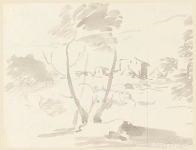 Zeichnung, Skizze von Bäumen in einer Landschaft, 1760–1780 von Carlo Marchionni