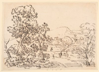 Zeichnung, bewaldete Landschaft, 1750–1770 von Carlo Marchionni