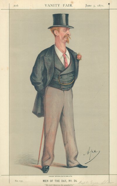 Captain Eyre Shaw, Er verdient seine Popularität, 3. Juni 1871, Vanity Fair Karikatur von Carlo Pellegrini