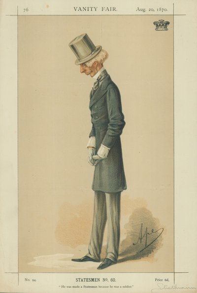 Lord Strathnairn, Er wurde ein Staatsmann, weil er ein Soldat war, 20. August 1870, Vanity Fair Karikatur von Carlo Pellegrini