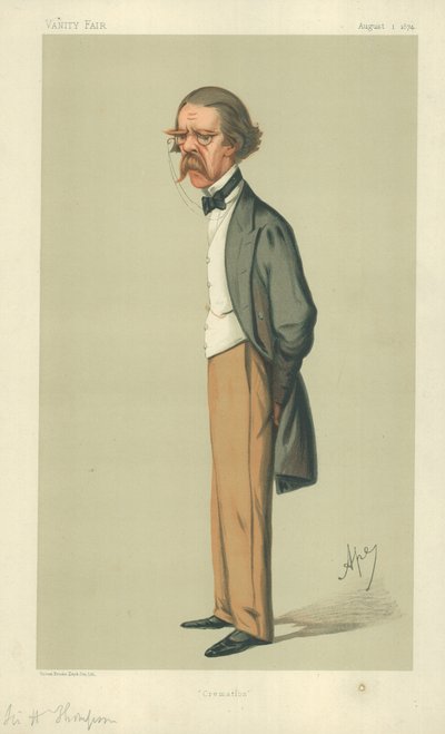 Sir Henry Thompson, Einäscherung 1. August 1874, Vanity Fair Karikatur von Carlo Pellegrini