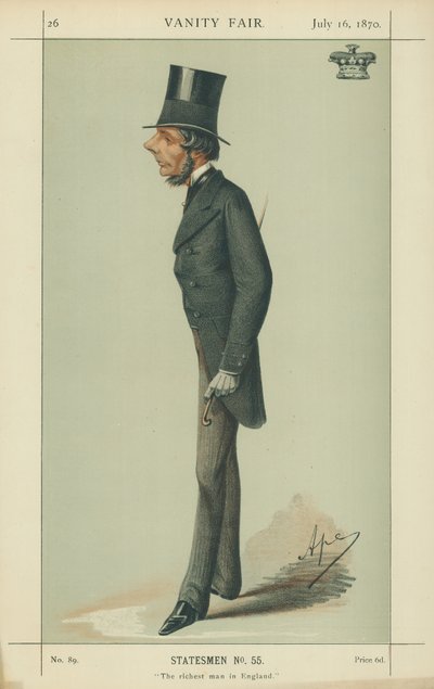 Der Marquis von Westminster, der reichste Mann Englands, 16. Juli 1870, Vanity Fair Karikatur von Carlo Pellegrini