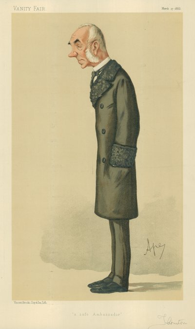 Der ehrenwerte Sir Edward Thornton, Ein sicherer Botschafter, 27. März 1886, Vanity Fair Karikatur von Carlo Pellegrini
