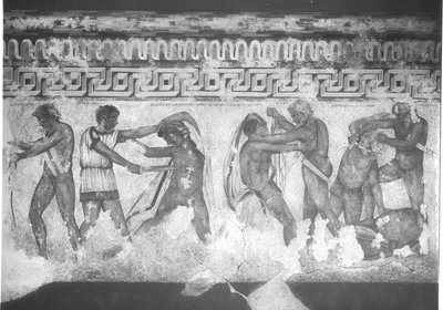 Rekonstruktion der etruskischen Wandmalerei im Francois-Grab in Vulci um 320-280 v. Chr. (Wandmalerei) von Carlo Ruspi