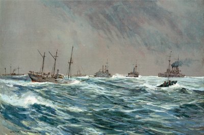 Kriegsschiffe der Vereinigten Staaten bei stürmischem Wetter vor der kubanischen Küste von Carlton Theodore Chapman