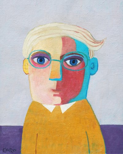 Buntes Männerporträt von Caroline Roberts
