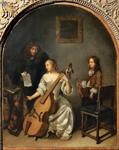 Die Cellostunde von Caspar (studio of) Netscher
