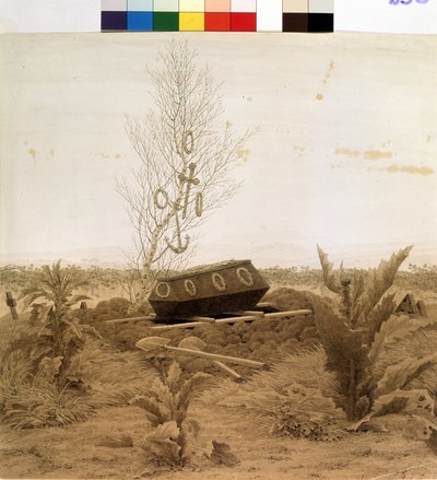 Am Rande des Grabes (Ein Sarg wird in das Grab hinabgelassen) von Caspar David Friedrich