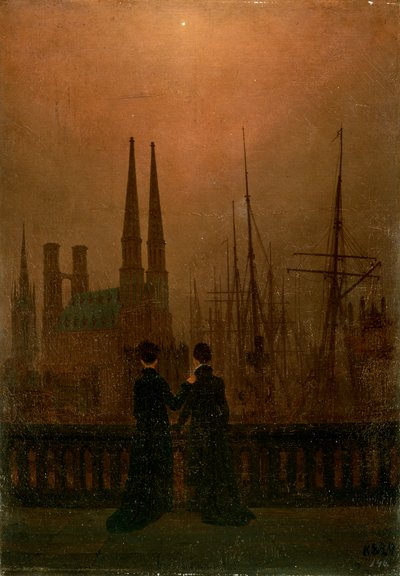 Hafen bei Nacht Schwestern, 1818-1820 von Caspar David Friedrich