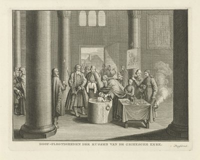 Die Taufe in Russland, Mitte des 18. Jahrhunderts von Caspar Jacobsz. Philips