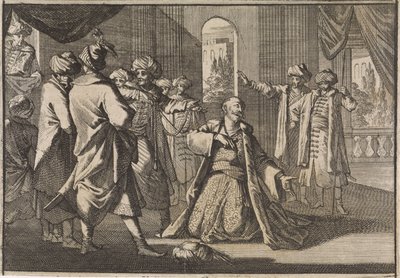 Emir Fakardin fleht Sultan Murat IV um sein Leben an, 1633 von Caspar Luyken (attributed to)