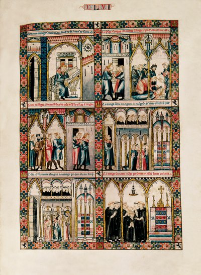Miniaturen gewidmet der Heiligen Maria und ihren Wundern, aus Las Cantigas de Santa María (Lieder der Heiligen Maria), Fol. 156 von Catalan School