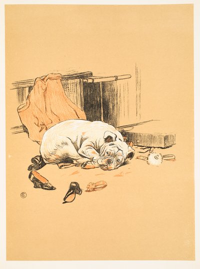 Enttäuschung darüber, die Schokoladen nicht zu finden, aus A Gay Dog, Story of a Foolish Year Aldin, Cecil Charles Windsor (1870-1935), veröffentlicht von William Heineman, 1905. 1. Ausgabe, Illustration, Kreide und Kohle von Cecil Charles Windsor Aldin