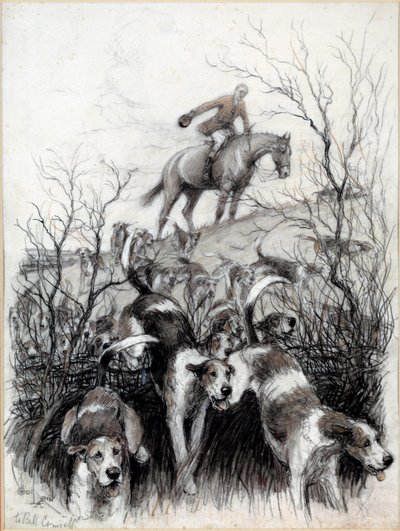 Jagdszene in England: Hunde. Zeichnung von Cecil Aldin (19. Jahrhundert) von Cecil Charles Windsor Aldin