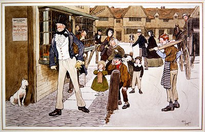 Pigg geht, um das Zeugnis zu erhalten, Illustration aus Handley Cross von R. S. Surtees von Cecil Charles Windsor Aldin