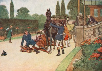 York setzte sich prompt flach auf ihren Kopf, um ihr Strampeln zu verhindern von Cecil Charles Windsor Aldin