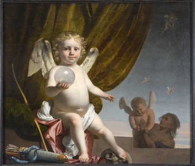 Amor hält eine Glaskugel, 1650-1660 von Cesar Boetius van Everdingen