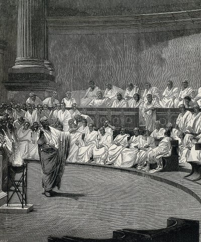 Cicero denunziert den Verschwörer Catilina (Gravur) von Cesare (after) Maccari