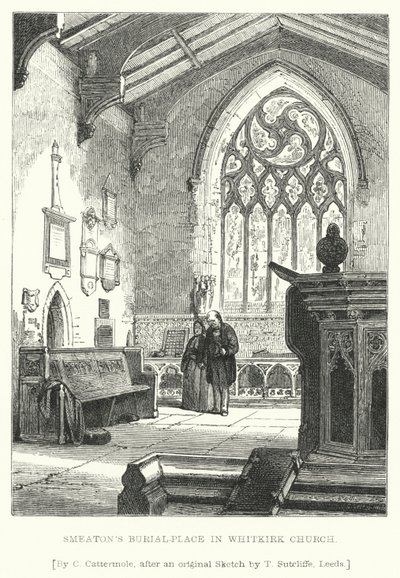 Smeatons Grabstätte in der Whitkirk-Kirche (Gravur) von Charles (after) Cattermole