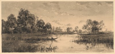 Abend an einem Fluss mit einem Bootsmann von Charles A. Walker
