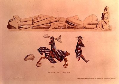 Grabfigur des Ritters Aymer De Valence, Earl of Pembroke, veröffentlicht 1811 von Charles Alfred Stothard