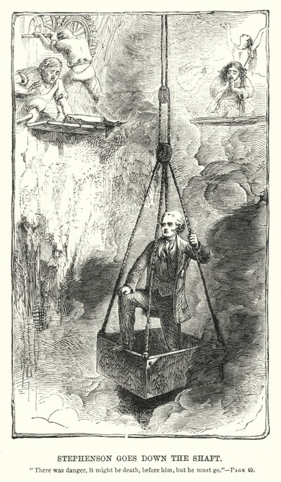Stephenson fährt in den Schacht hinunter von Charles Altamont Doyle